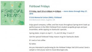 Fishbowl Fridays starting april 29