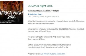 May 22 Africa Night