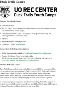 Duck Rec Center Camps